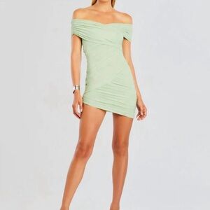 NWT Seroya Deniz Mesh Mini Dress in Sage Size S